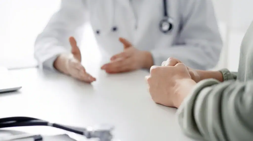 A client talks to a provider about MDMA-assisted therapy.